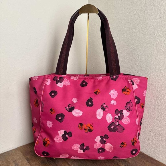 Coach Court Tote With Halftone Floral Print Pink Shoulder Tote Bag - Picture 2 of 16